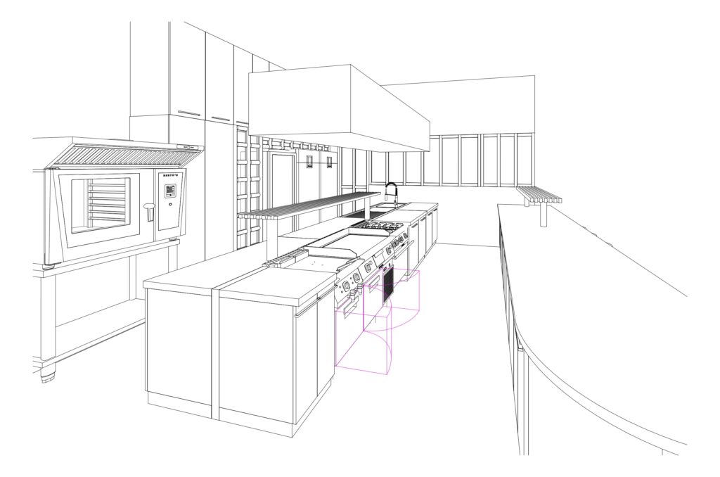 cucina industriale in ambiente domestico